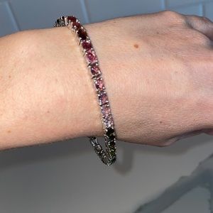 Sterling Silver + Natural Stones tennis bracelet
